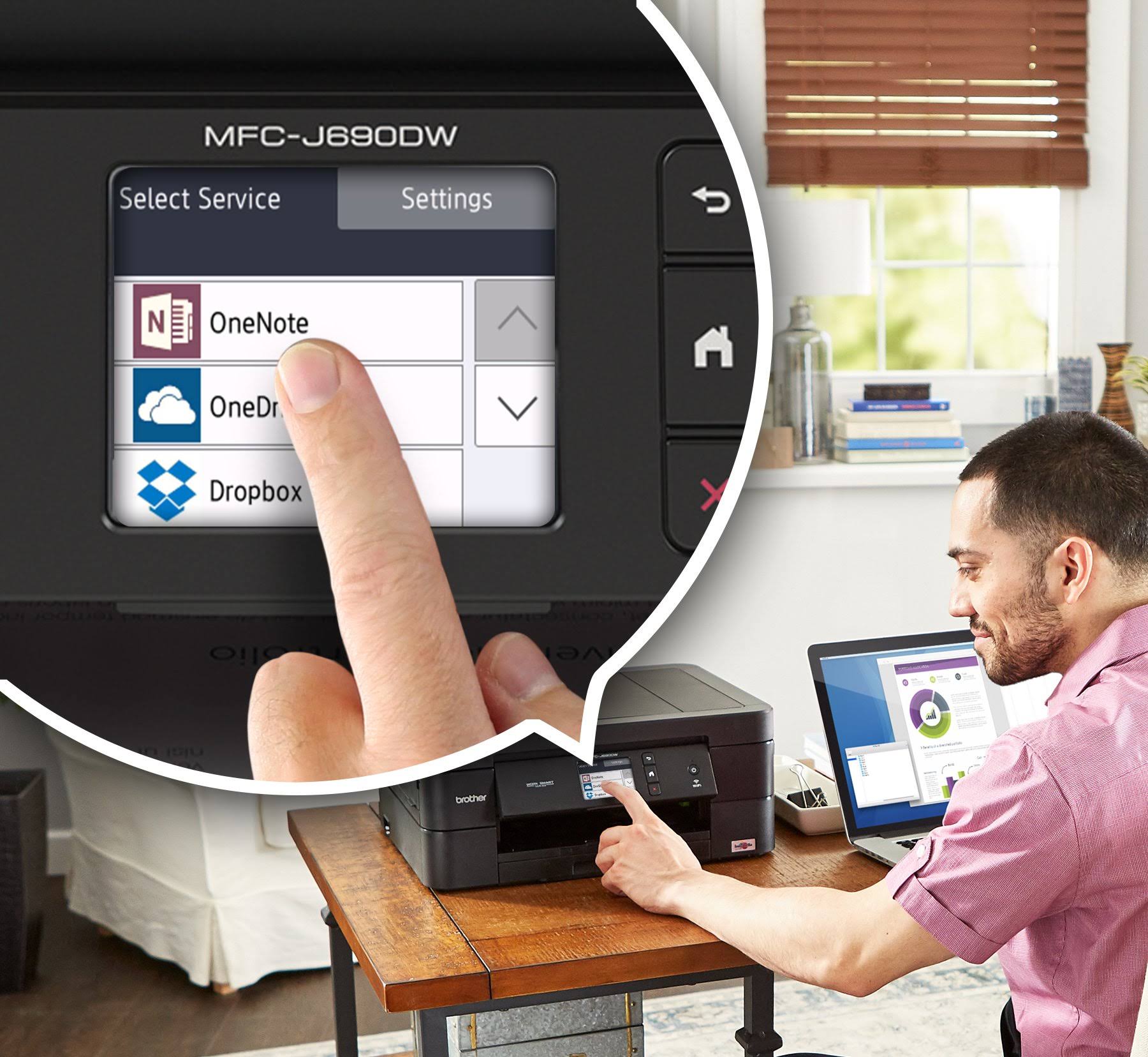 Brother - Work Smart Series MFC-J690DW Wireless All-in-One Inkjet Printer - Black