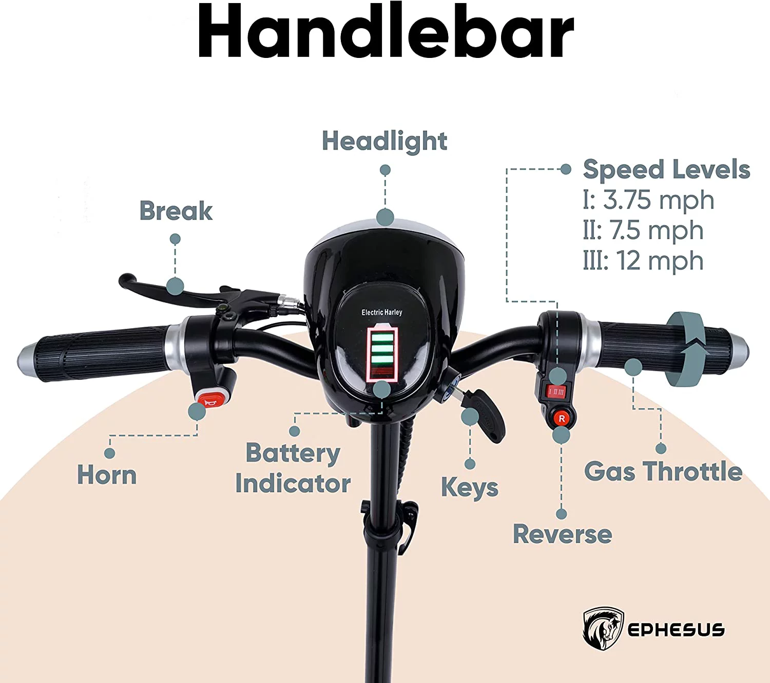 Foldable Mobility Scooter by Ephesus (Black) - Curated Treasures Market