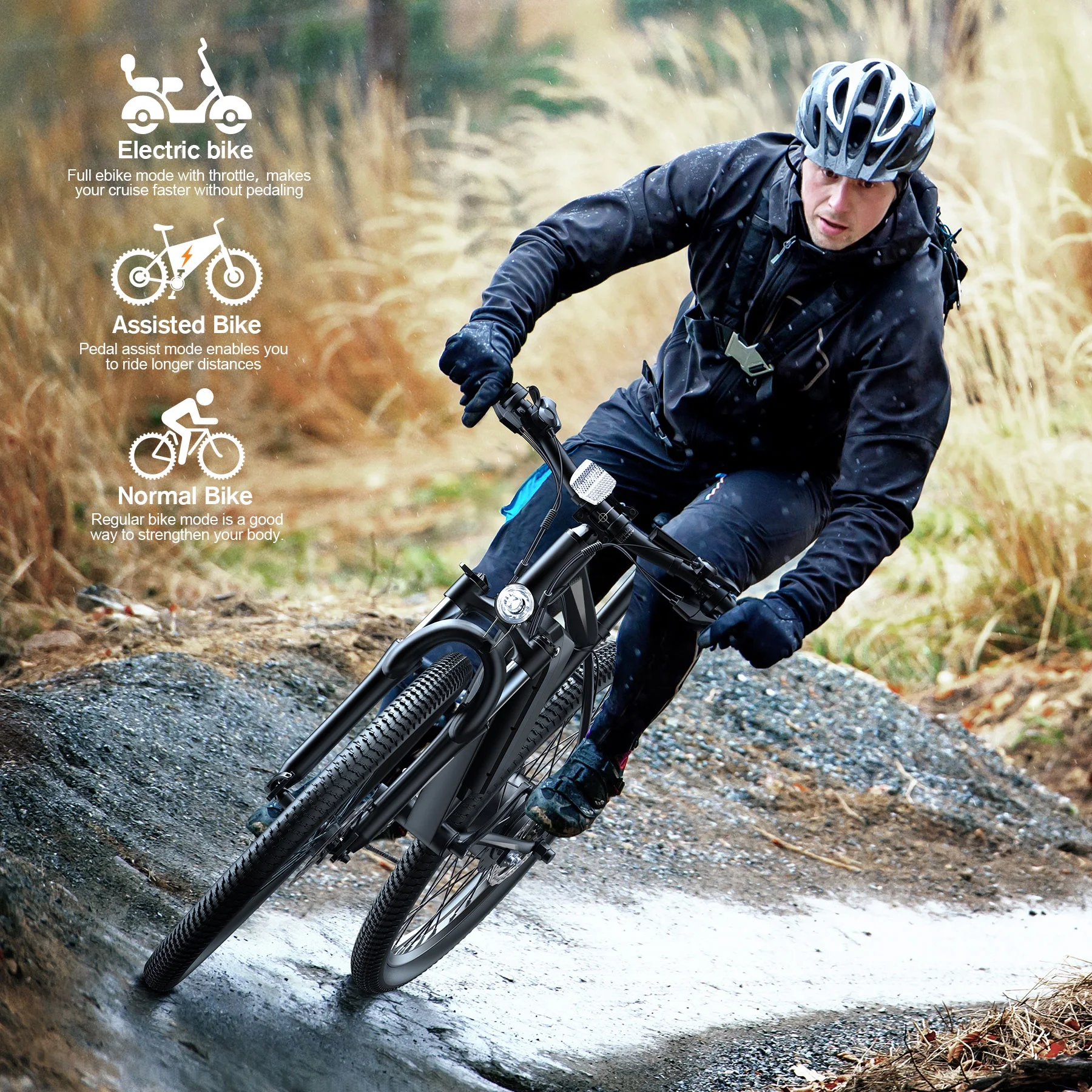 TotGuard Electric Bike, Electric Bike for Adults, 26 Ebike 350W Adult Electric Bicycles, 19.8MPH Electric Mountain Bike, 36V 374.4WH Battery, Suspension Fork, Shimano 21 Speed Gears