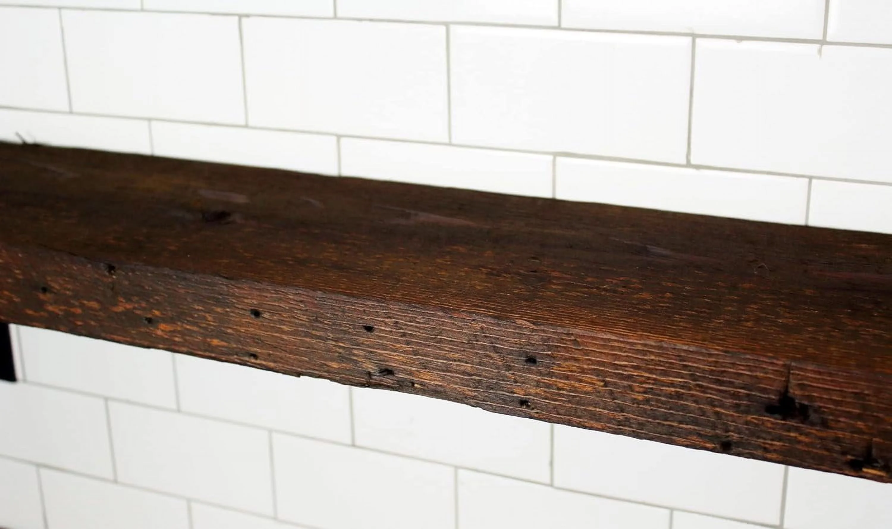 Reclaimed Wood Mantel Shelf | Easy-To-Install | Steel Angle Brackets Included | Rustic Decoration | 2" Thickness | 84" L X 8" D, Early American