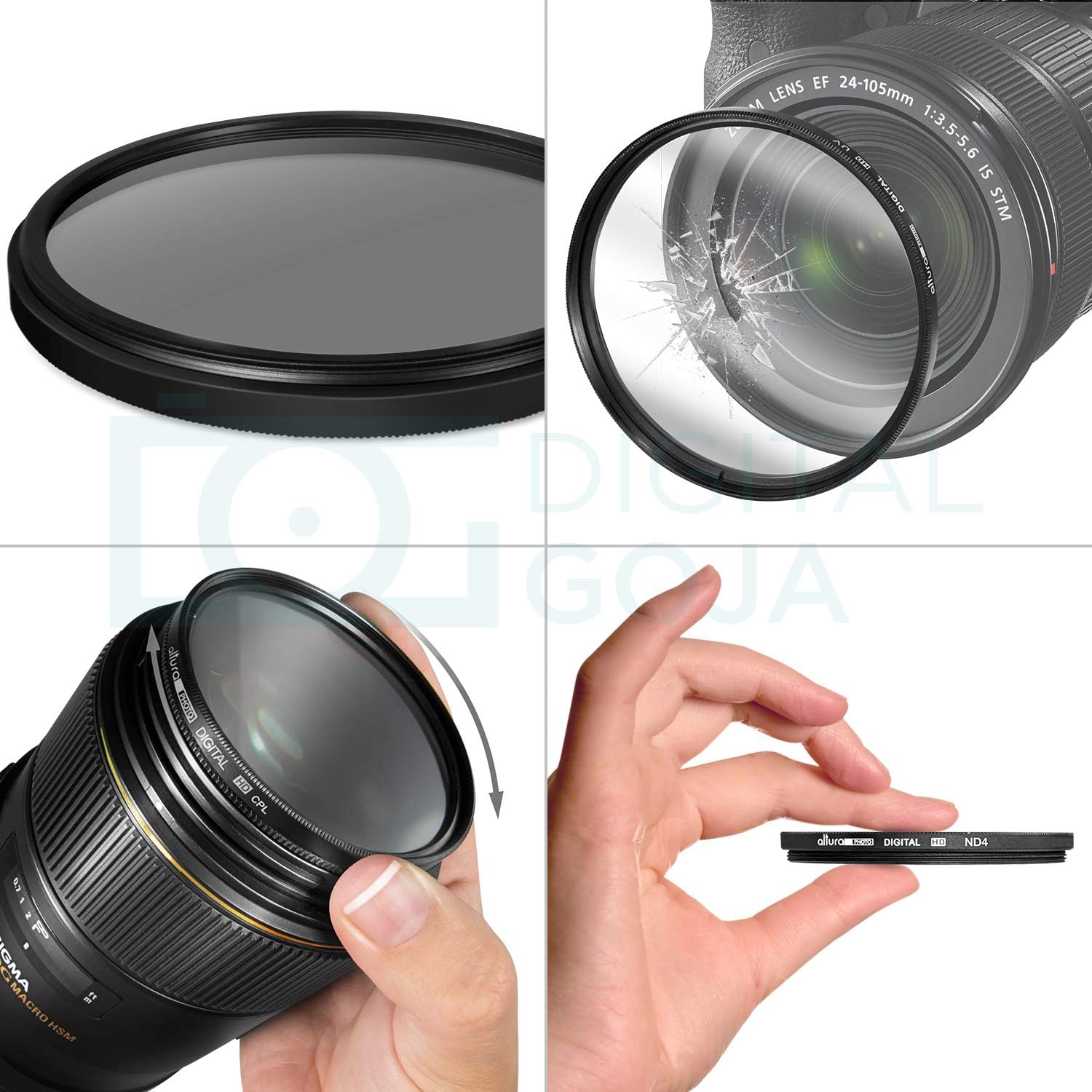 95MM Lens Filter Kit by Altura Photo, Includes 95MM ND Filter, 95MM CPL Filter, 95MM UV Filter, (UV, Polarizer Filter, Neutral Density ND4) for Camera Lens w 95MM Filter + Lens Filter Case