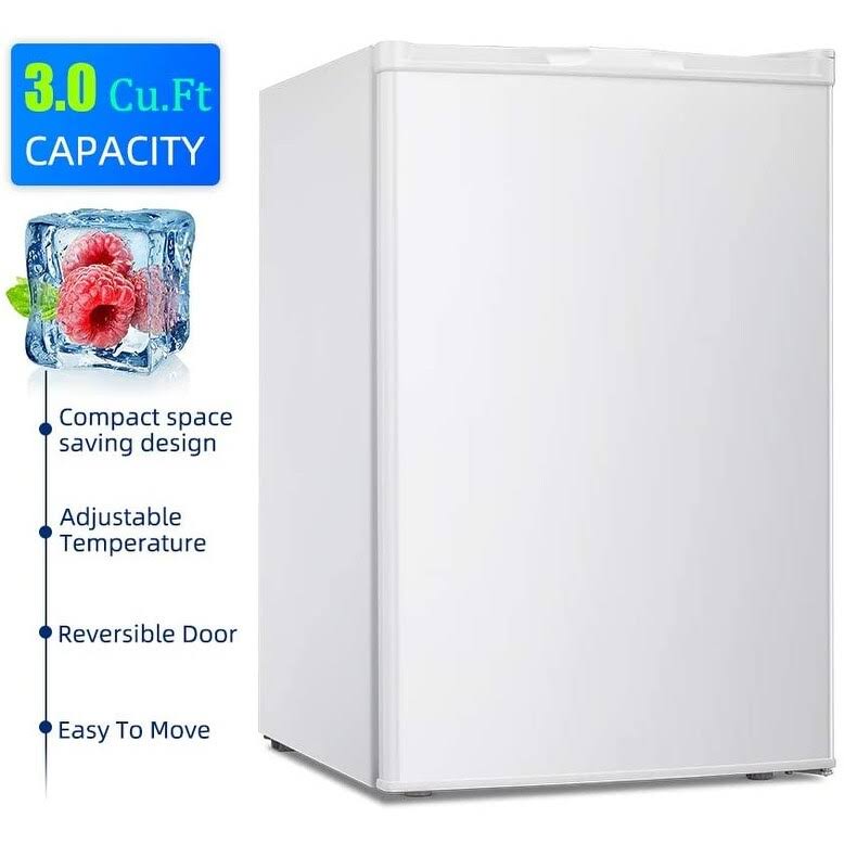 3.0 CU.FT Compact Upright Freezer with Reversible Single Door - White
