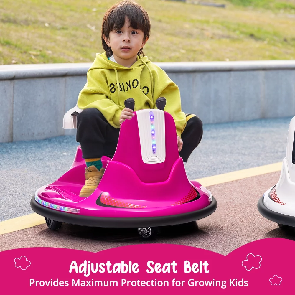 Shininglove Electric Ride on Bumper Car for Toddlers 3-8 Years Old, 6V Kids Ride on Toy Car with Remote Control, Safety Belt, Music, Flashing Lights, 360° Spin