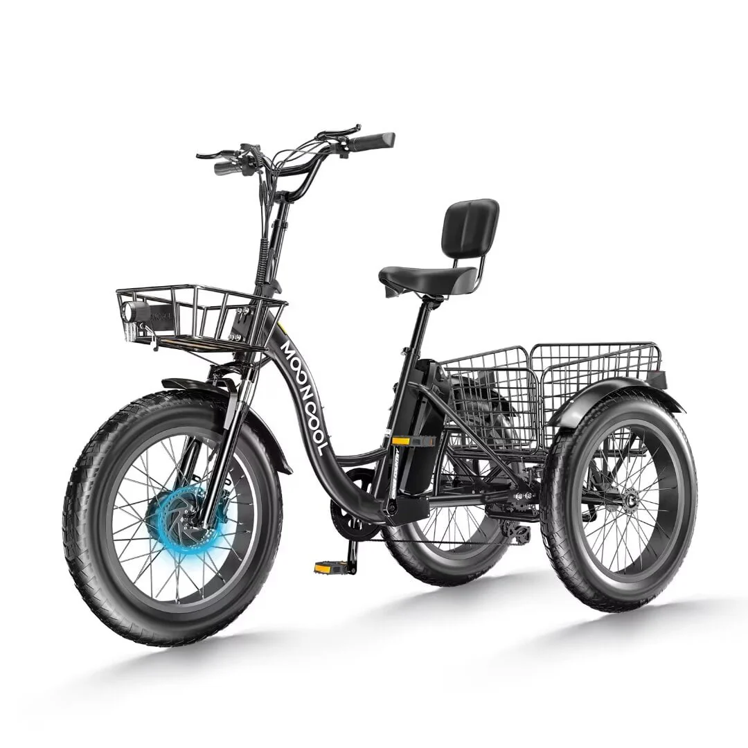 NAIZEA 20 Electric Trike Tricycle for Adults, 7 Speed Fat Tire Electric Trike, 3 Wheels Bike for Adults with Front and Rear Baskets, Lithium Battery UL Certified