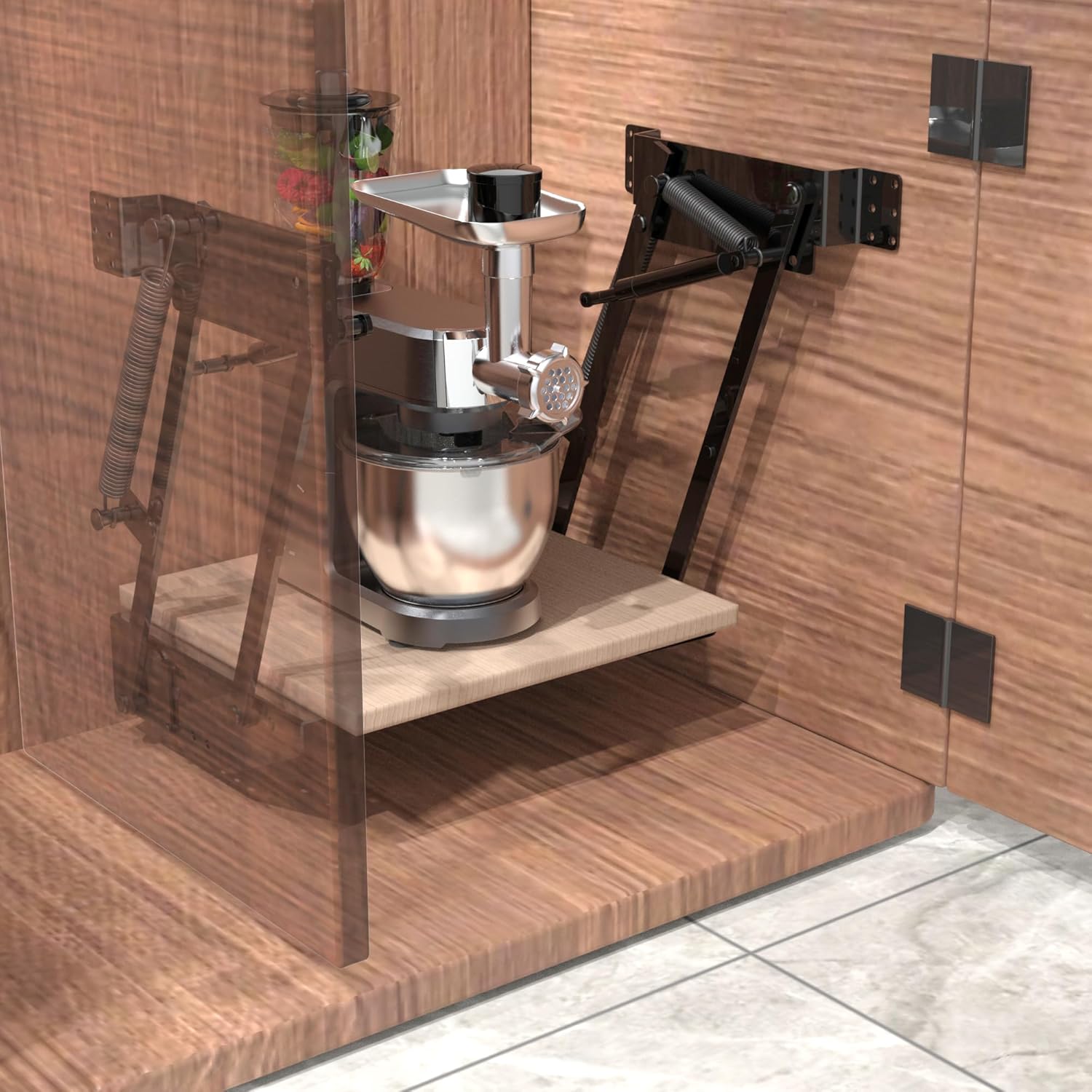 Mixer Lift for Cabinet Appliance Lift with Soft-Close Heavy-Duty for Kitchen Cabinet with Locking Mechanism, Holds Up to 60 LBS, for Small Kitchen Appliances, Zinc