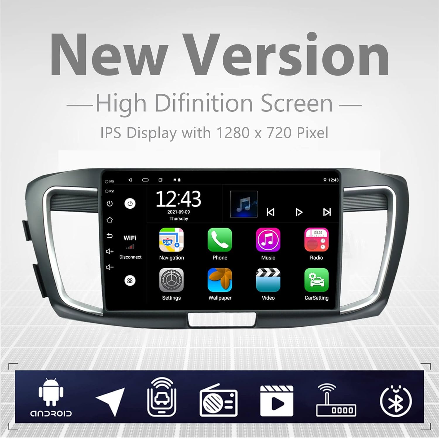 for 2014-2017 Honda Accord 9th Radio Accessories Android 11 Car Stereo,Support Car Play Screen Factory Style EZoneTronics