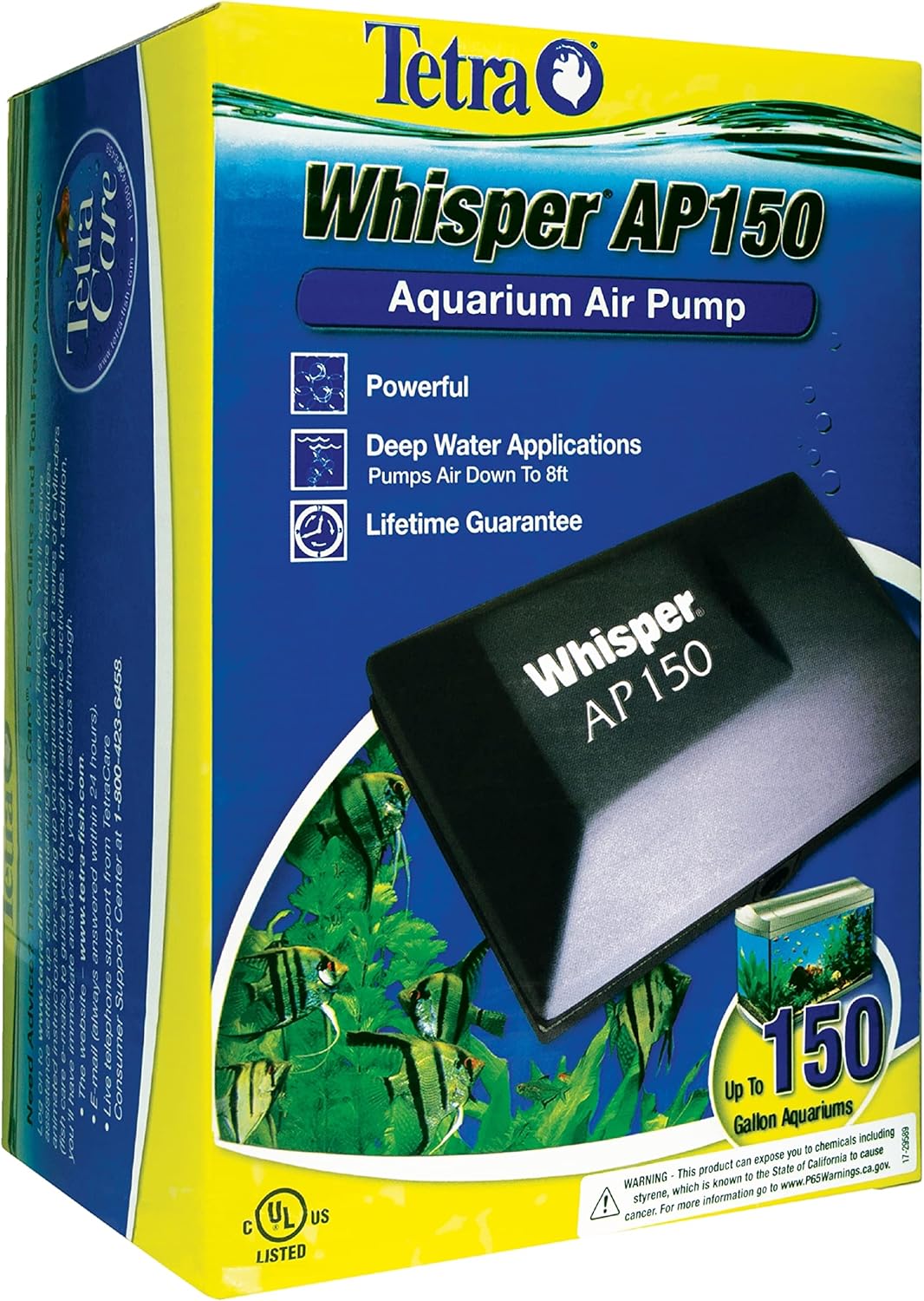 Tetra Whisper AP150 aquarium Air Pump, For Deep Water Applications