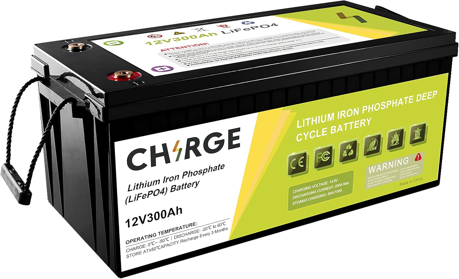 12V 100Ah Lithium Battery, Built-in 100A BMS, Rechargeable Iron Phosphate LiFePO4 Deep Cycles Battery Can Support 1280W Power Output for RV,Home Energy Storage and Off-Grid etc.