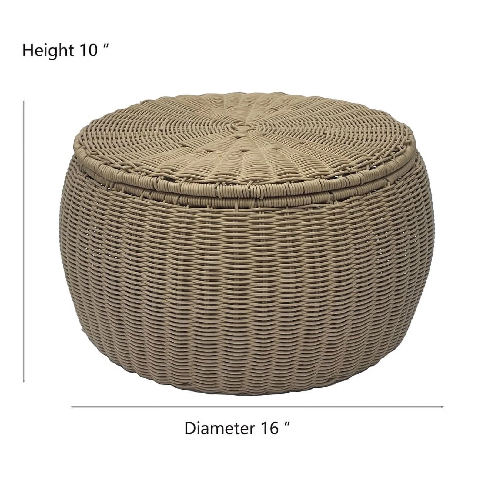 ELE Light & Decor Wicker / Rattan Footstool with Storage Seat in Tan/Beige