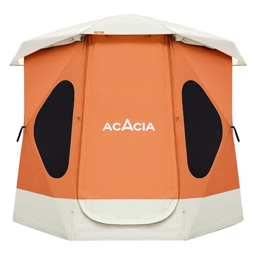 Space Acacia Camping Tent, 2-3 Person Pop Up Tent for Camping with 6'10'' Height, 1 Door, 8 Windows, Waterproof Easy Setup Instant Hub Tent with Removable Rainfly, Footprint for Car Camping, Glamping