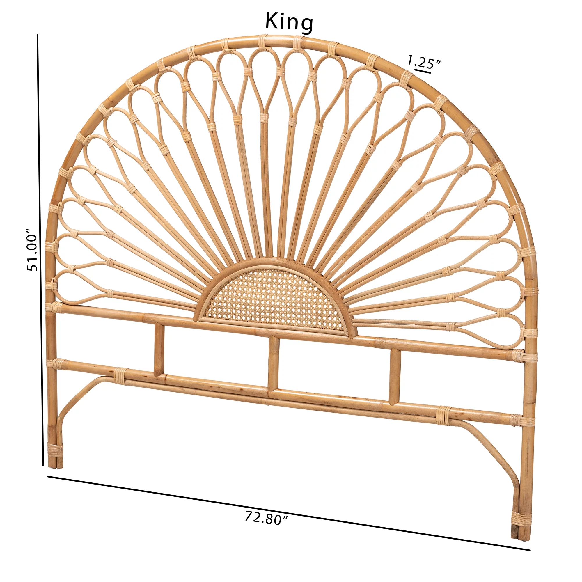 bali & pari Perenna Rattan BOHO Headboard, King Size, Natural Brown