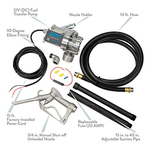 GPI - EZ-8 Fuel Transfer Pump, Manual Nozzle or Pump Only, 8 GPM fuel pump, 10' Hose, Power Cord, Adjustable Suction Pipe