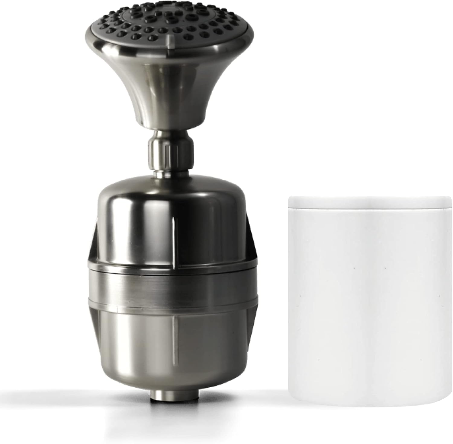 ProOne ProMax Brushed Nickel Shower Filter w/ 5 Function Massager Head - Water Filter Cartridge - Great for Dry Skin and Hair