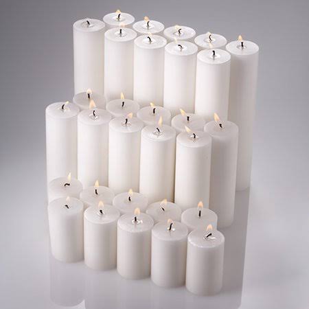 Richland Pillar Candles White 2 inchx3 inch, 2 inchx6 inch, 2 inchx9 inch Set of 30