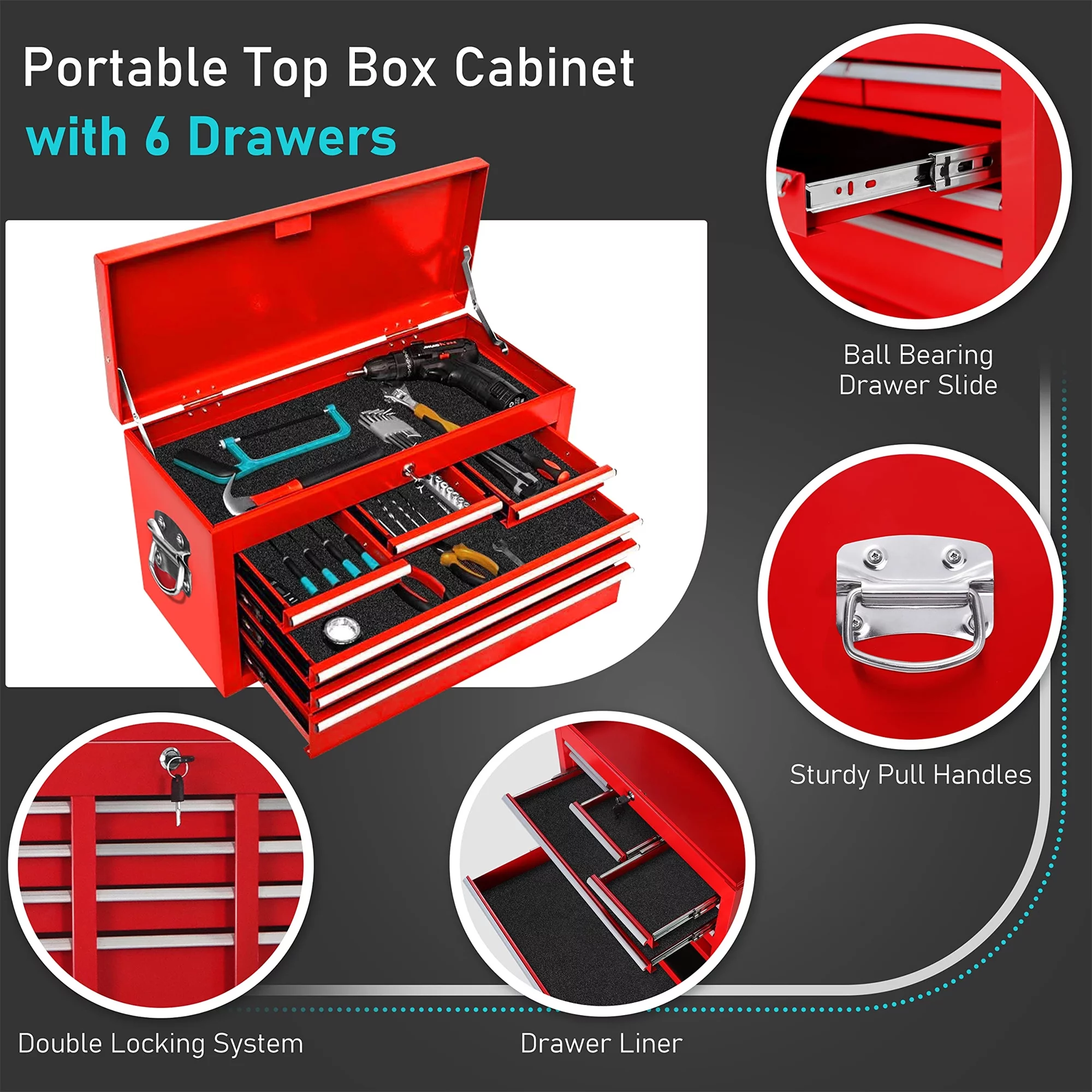 Aukfa Tool Chest, 2 in 1 Steel Rolling Tool Box & Cabinet On Wheels for Garage, 8-Drawer, Blue