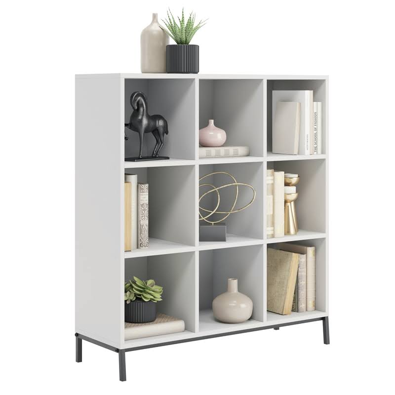 Sauder North Avenue 9-Cube Cubby Organizer Bookcase - White