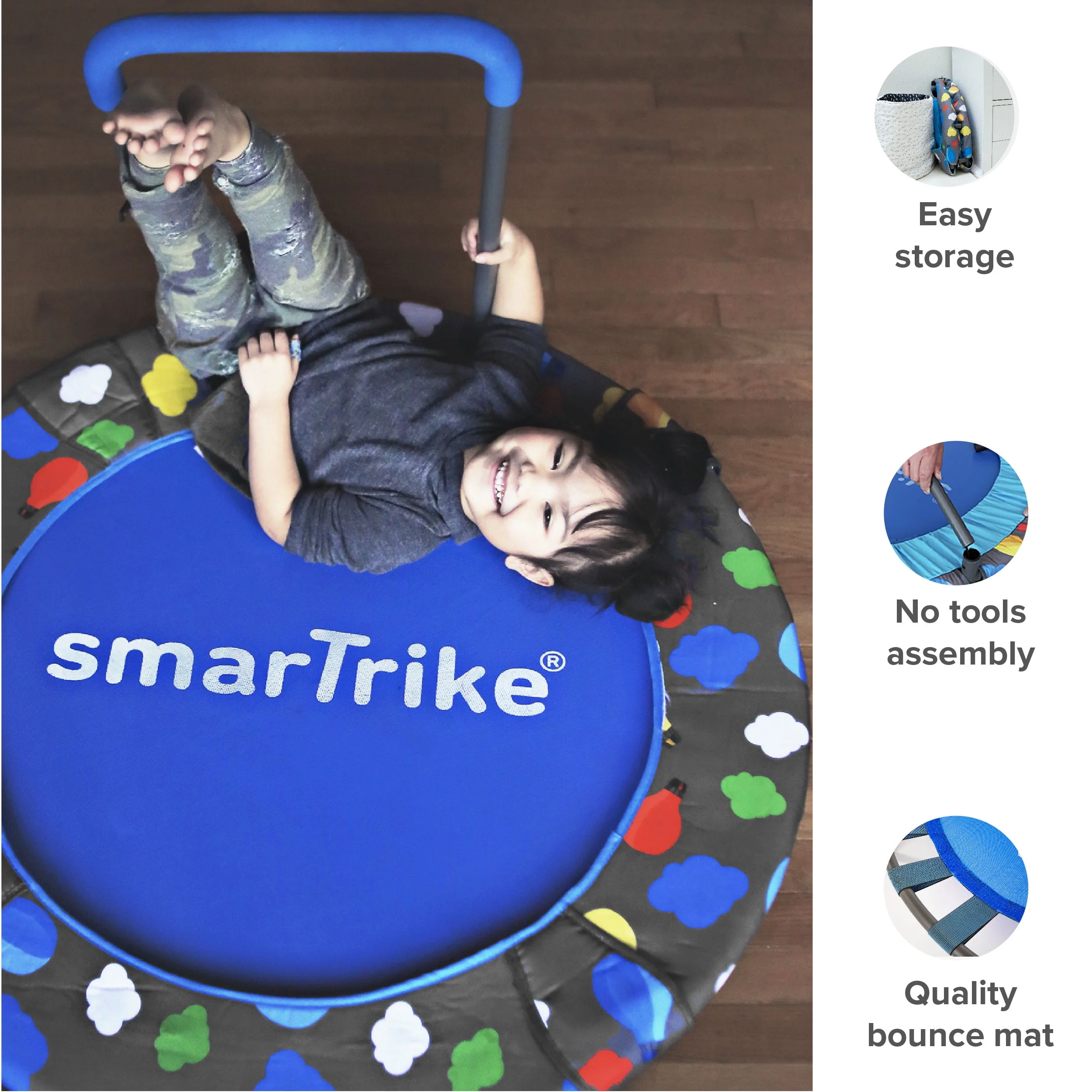 smarTrike 2-in-1 36-inch Indoor Folding Trampoline with Handlebar