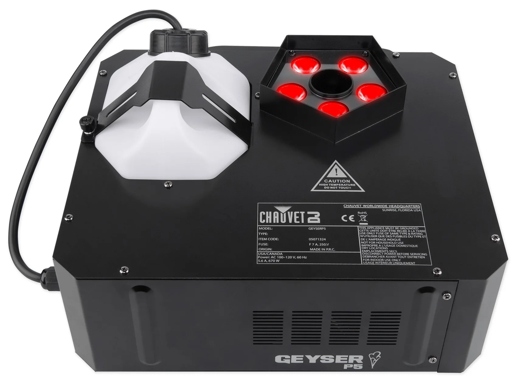Chauvet DJ GEYSER P5 Fog Machine Fogger w/Effects+Remote+2) Gal. Fluid+DMX Cable