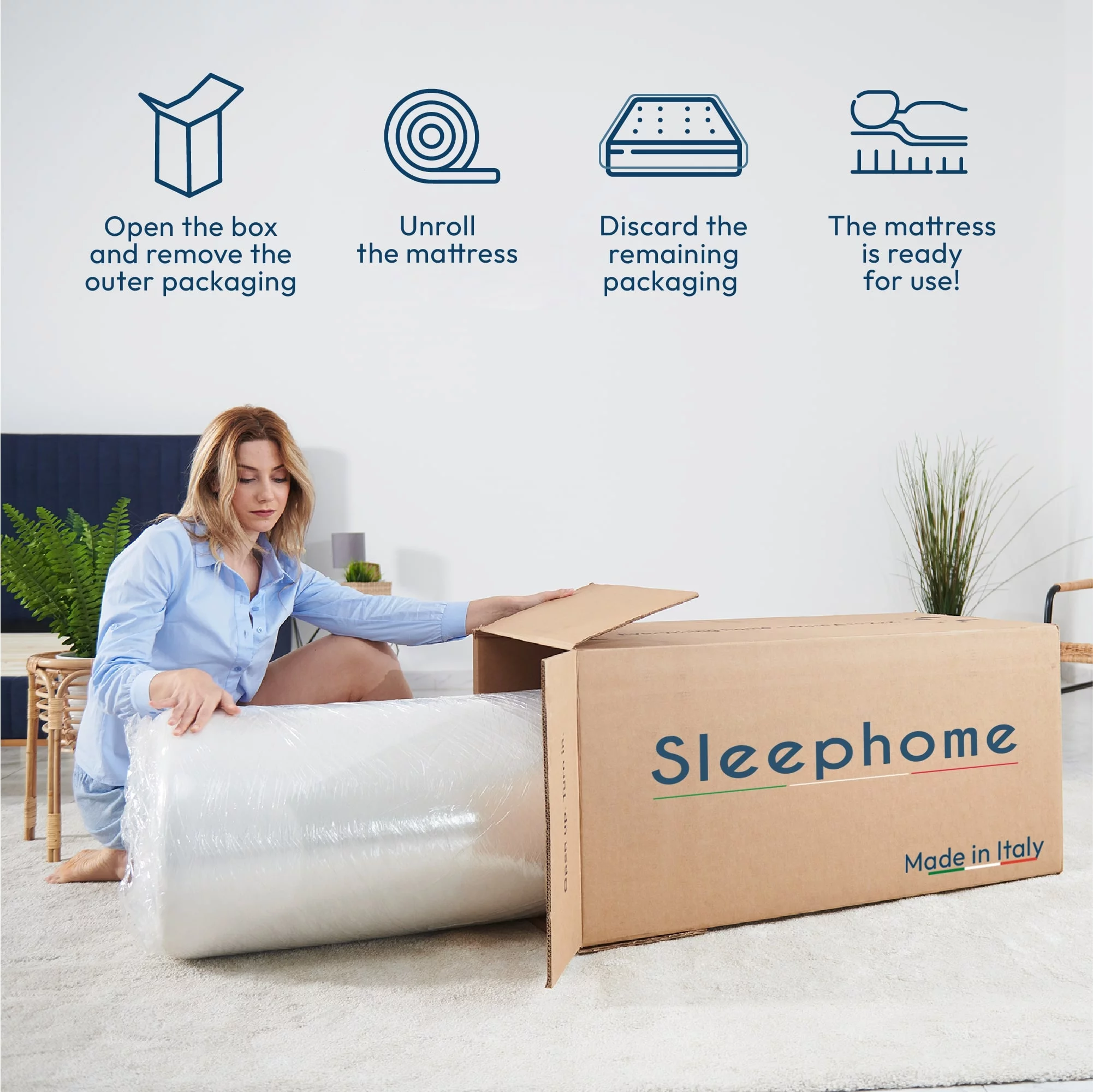 12 Full Mattress, Hybrid  Pocket Spring & Comfort Foam Mattress, Medium, CertiPUR, Mattress in a Box, Sleephome