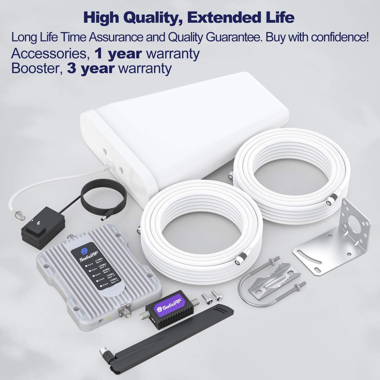 SolidRF Cell Phone Signal Booster for Home, Convenience Store, Apartment, Workshop | Up to 3,000 sq ft Compatible for All U.S. Carriers