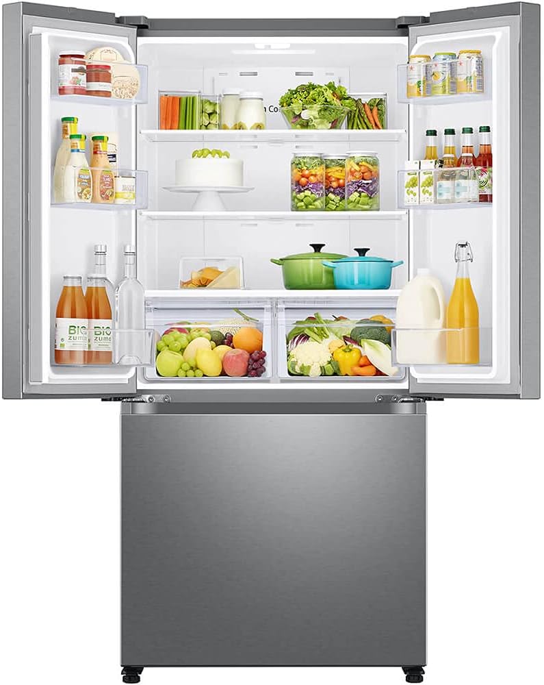 SAMSUNG RF18A5101SR 18 cu. ft. Smart Counter Depth 3-Door French Door Refrigerator in Stainless Steel