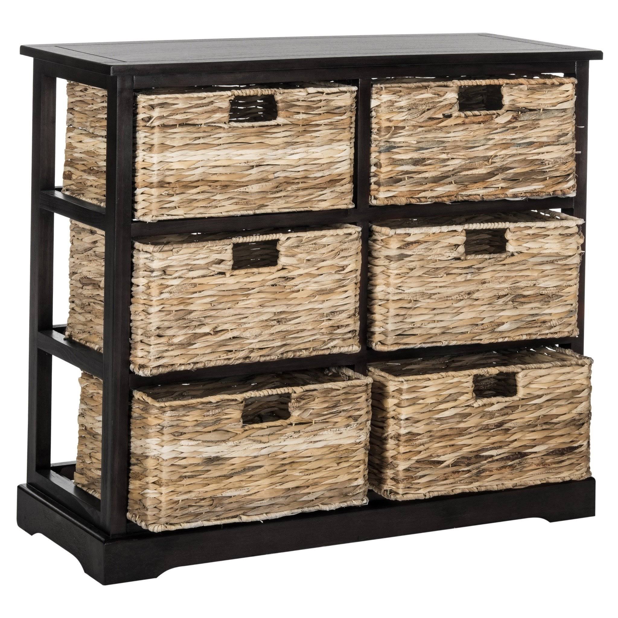 Safavieh Keenan 6 Wicker Basket Storage Chest - Distressed Black