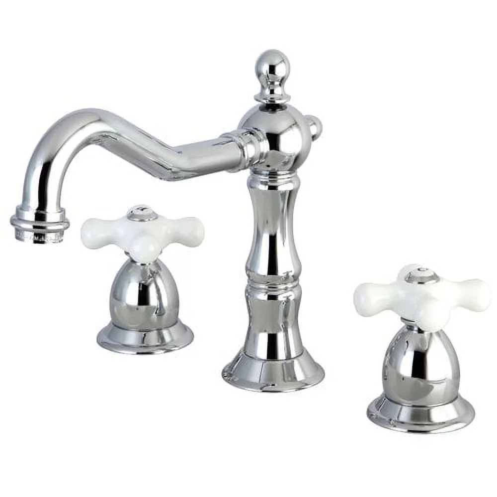Baltimore Widespread Bathroom Faucet with Double Porcelain Cross Handles, Chrome
