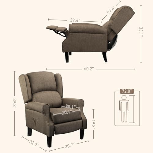 HOMCOM Vibration Massage Recliner Chair for Living Room with Heat, Wingback Single Sofa, Modern Suede Fabric Push Back Reclining Chair with Footrest, Side Pocket, Black