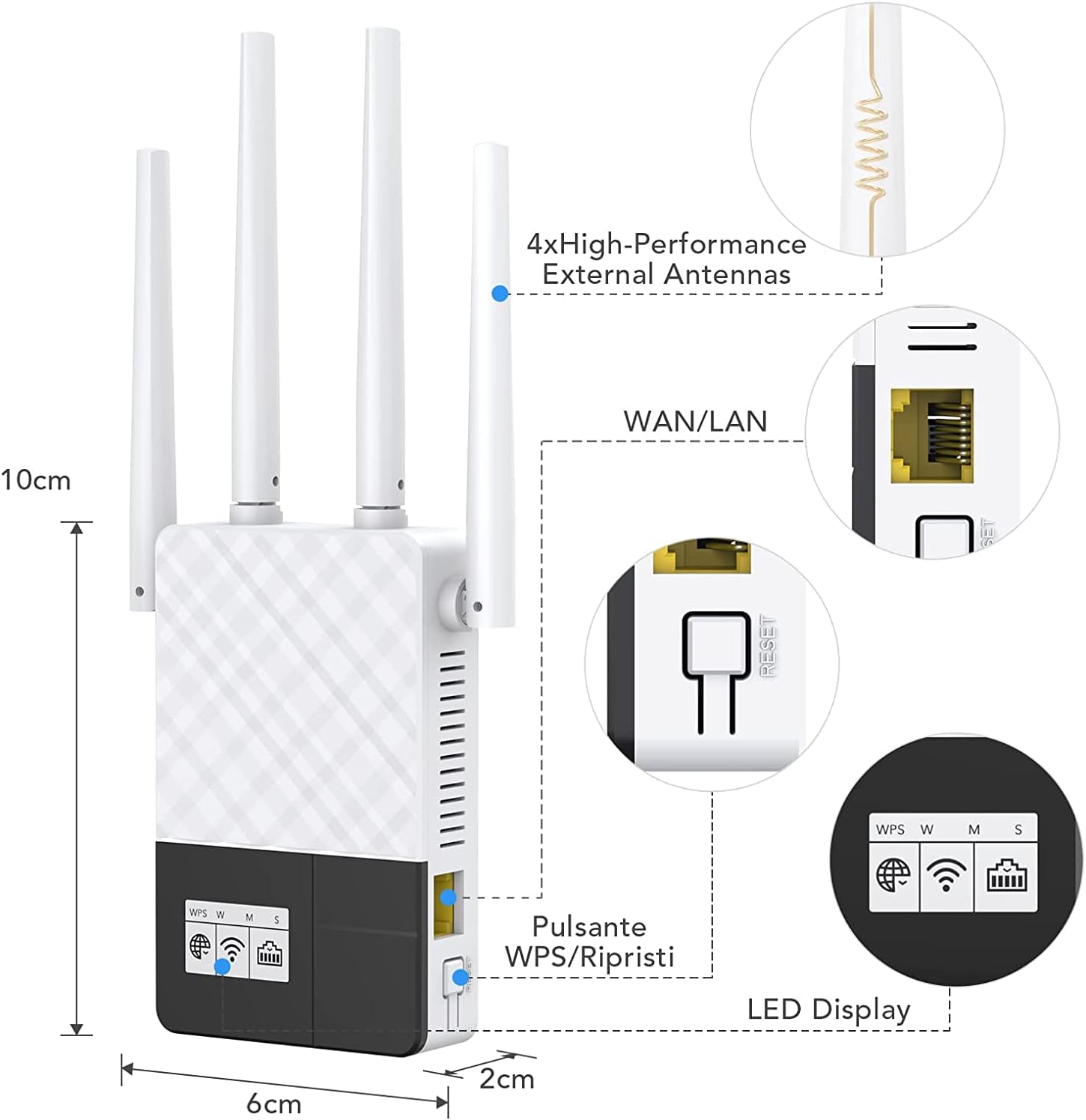 Caminti WiFi Extender,1200Mbps WiFi Range Extender Cover up to 5000 sq.ft & 35 Device,WiFi Booster with LED Display,WiFi Extenders Signal Booster for Home /Hotel/Office,with Ethernet Port-2022 Newest