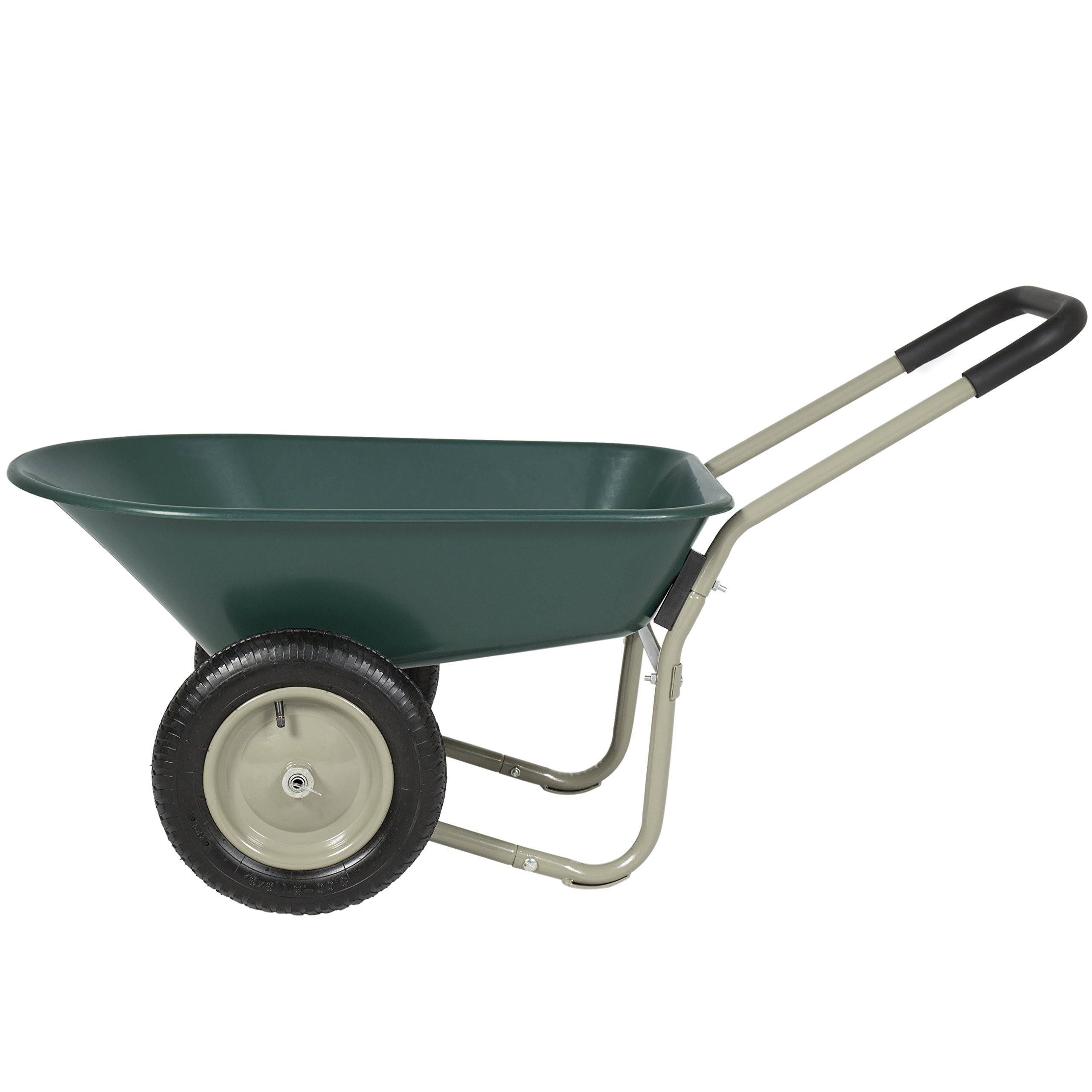 Best Choice Products Dual Wheel Home Wheelbarrow Yard Garden Cart, Green
