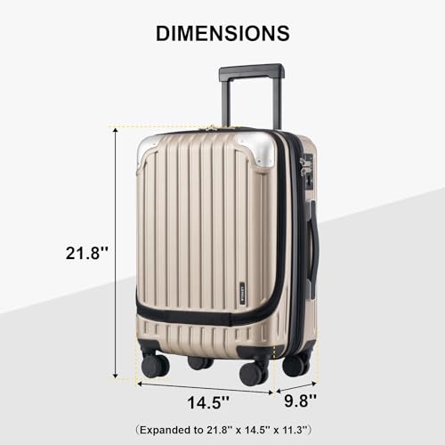 LEVEL8 Grace Carry on Luggage Airline Approved, 20 Inch Expandable Hardside Suitcases with wheels, Abs+Pc Harshell Spinner Luggages with Tsa Lock, Red