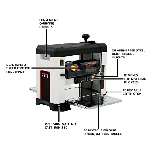 JET JWP-13BT, 13-Inch Helical-Style Benchtop Planer, 120V 1PH (722130)