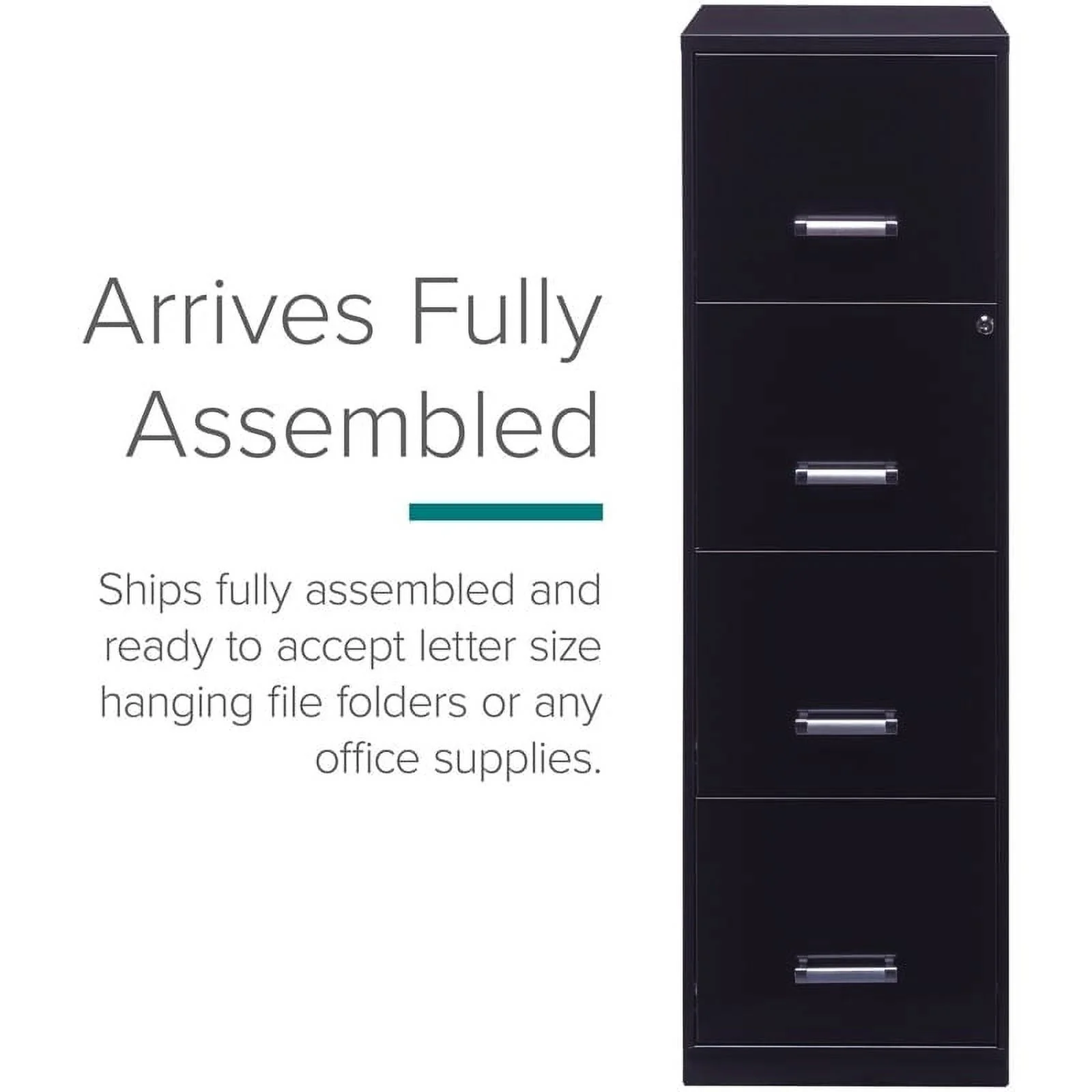 Scranton &amp; Co 18" 4 Drawer Metal Letter File Cabinet in Black