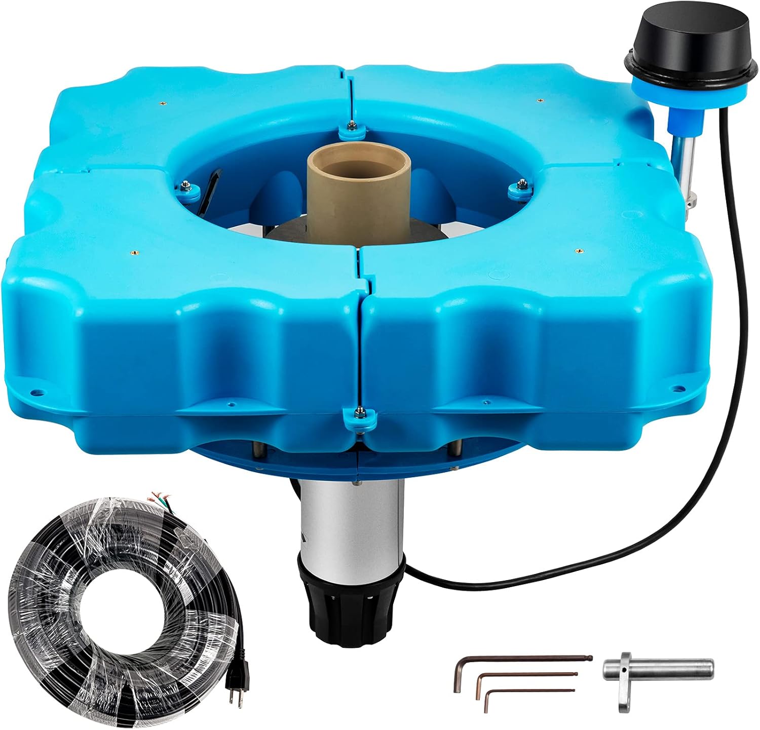 VEVOR Lake Fountains with 110V 1/2 HP Motor Aerating Pond Fountain with 50ft Cord Large Pond Aerator with Flow Tube Pond Fountains and Aerators for Aeration, Destratification and Sediment Cleaning