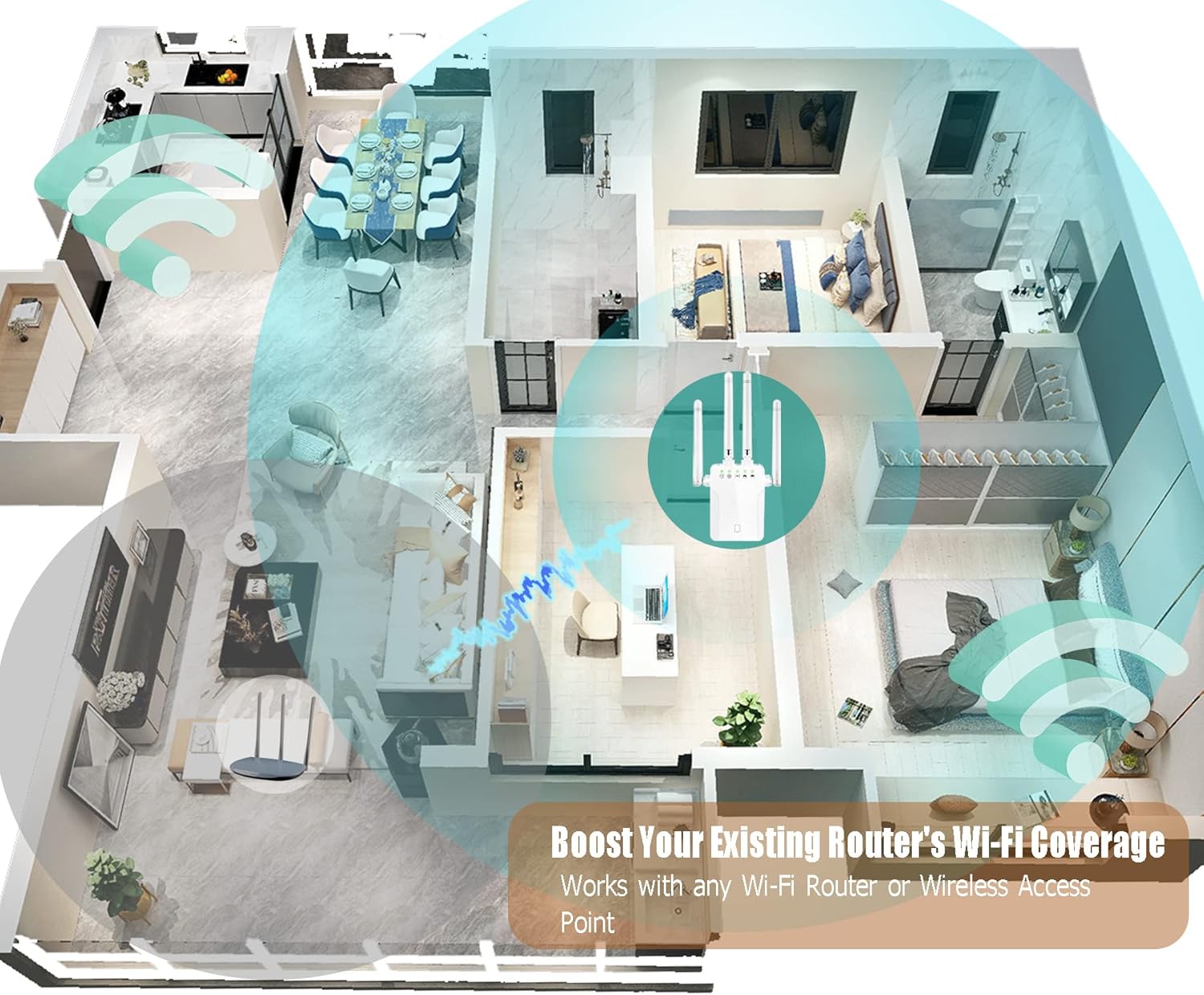 Best WiFi Extender WiFi Booster - 1200M Internet Booster with 10 Feet Ethernet Cable Covers Up to 4500 Sq ft and 50 Devices - 5G 2.4 GHz Wireless WiFi Extenders Signal Booster for Home (White) Pack of 2