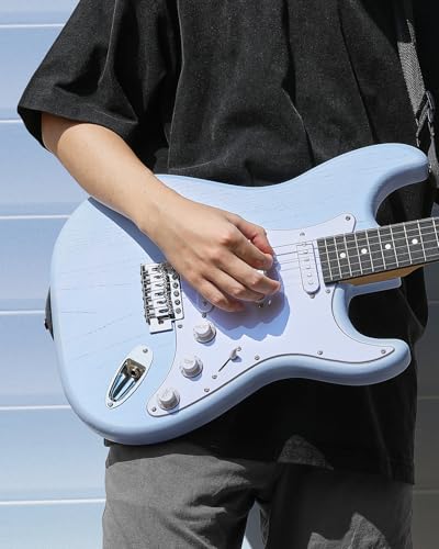 DONNER DST-80 Electric Guitar 39” Beginner Electric Guitar Kit with Amp, Classic SSS Pickup Complete with Gig Bag, Tuner, Capo, Strap, Picks, and Free Online Lessons