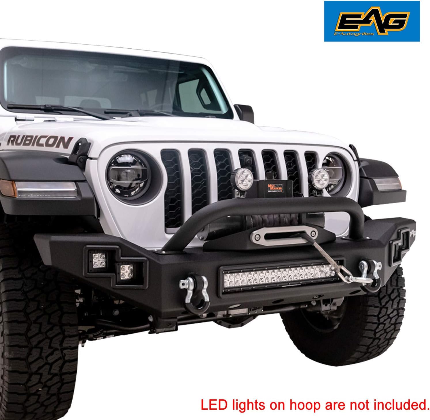 EAG LED Front Bumper with Winch Mount Plate Fit for 2020 2021 2022 Gladiator JT