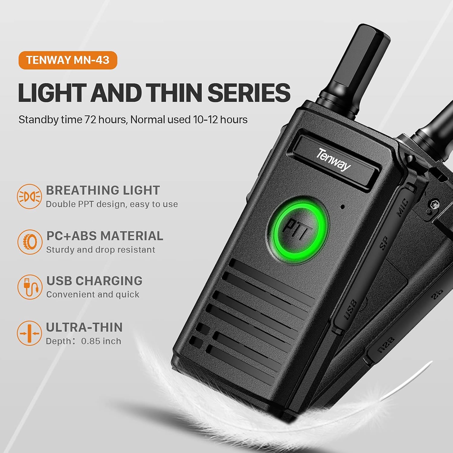 Walkie Talkie for Adults Long Range Rechargeable Mini Two Way Radio with Earpiece VOX Hands Free for Family Kids Trip Camping Hiking (4 Pack)