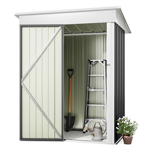 Greesum Outdoor Storage Shed 6 x 8 ft. Utility Tool Shed Metal Storage Garden Shed with Door & Lock for Patio Storage, Brown