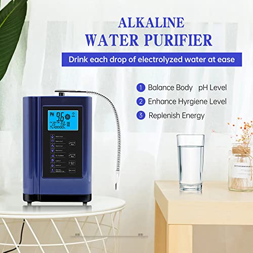 Alkaline Water Ionizer, Up to -500mV ORP, PH 3.5-10.5 Water Purifier Machine, Home Alkaline Water Filter with 7 Water Settings, 6000 Liters Per Filter,Auto-Cleaning,Intelligent Voice