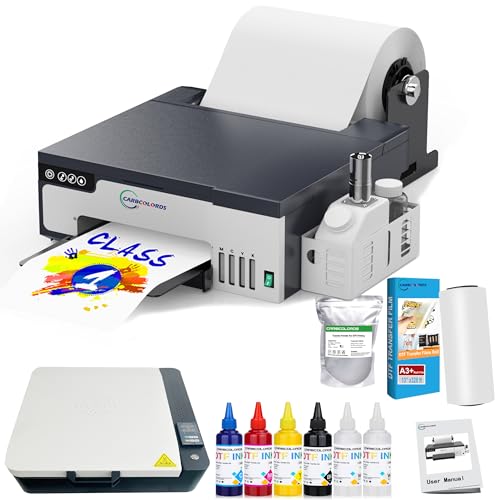 DTF Printer A4 High-Speed Transfer Machine with White Ink Mixing System and Roll Feeder for DIY T-Shirts(DTF Printer+Oven+6 * 250ml Ink+Roll Films+ DTF Powder)