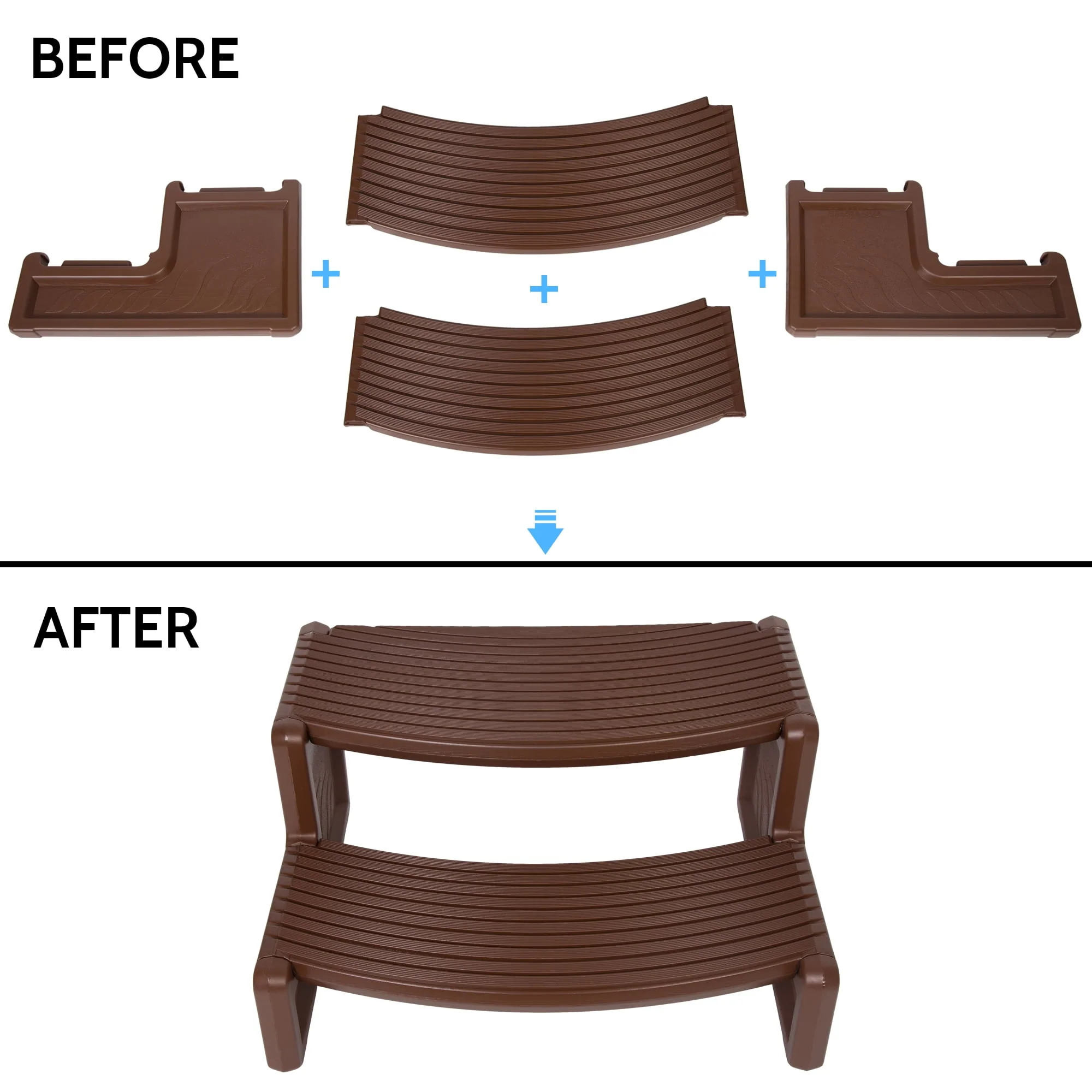 Kojem Spa Hot Tubs Step Plastic Multi Purpose Outdoor Non Slip Portable Stairs for Round / Straight Sided Handi-Step Spa Pool Ladders Espresso