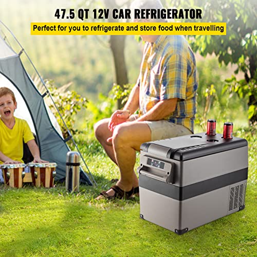 VEVOR 12 Volt Refrigerator, Dual Zone Car Fridge Freezer w/App Control & Wheels 12/24V DC & 110-240V AC Electric Compressor Cooler for Truck Vehicle RV Boat Outdoor & Home Use, -4℉-68℉ Black