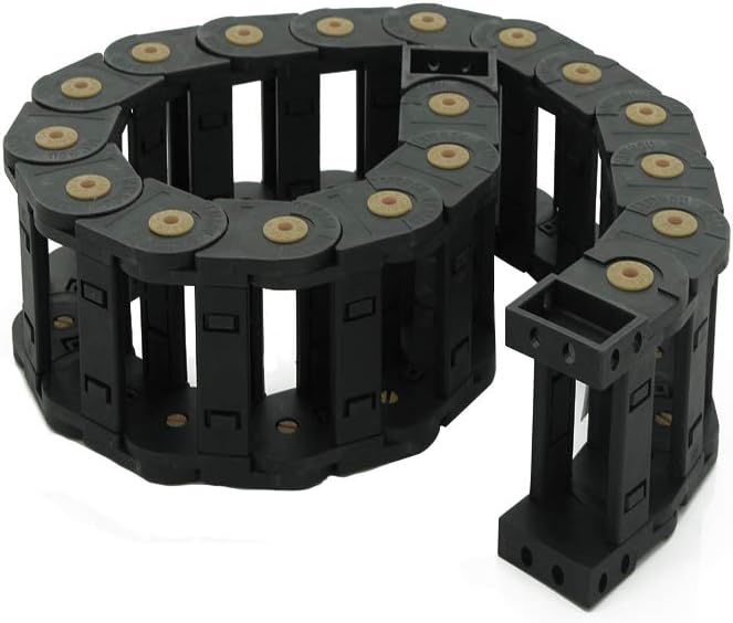 Fielect Drag Chain Cable Carrier Open Type with End Connectors R100 35X100mm 1 Meter Plastic for Electrical CNC Router Machines Black 1Pcs