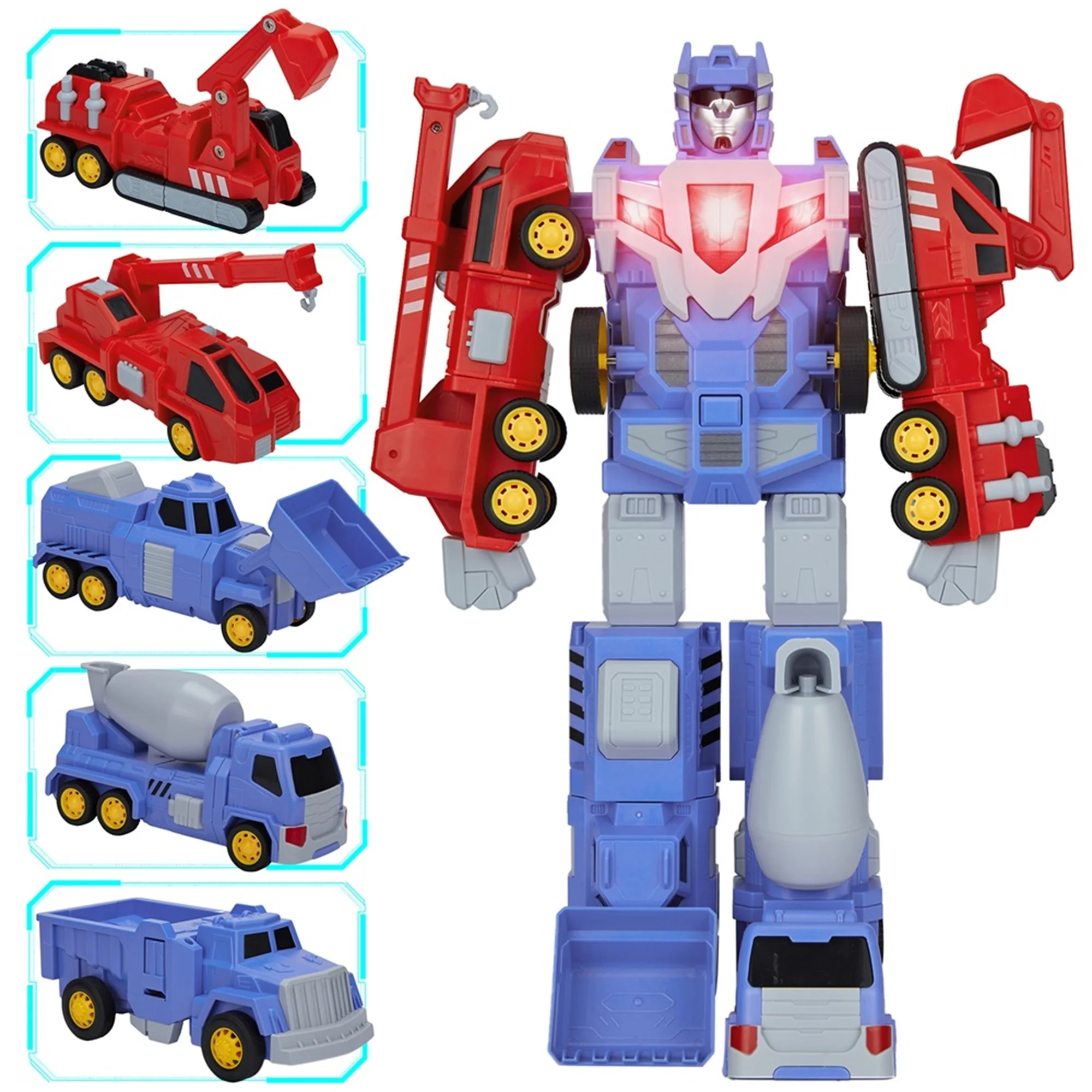KingShop Toys for 3 4 5 6 7 Year Old Boys - Construction Vehicles Transform Robot Kids Toys, Building Toddler Toys for Kids Ages 4-8 w/ Pull-Back Toys, 5-in-1 Trucks Gifts for Boys Girls