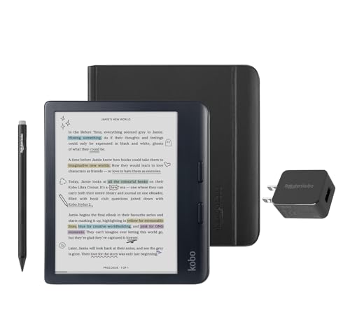Kobo Libra Colour Black eReader with Case Bundle