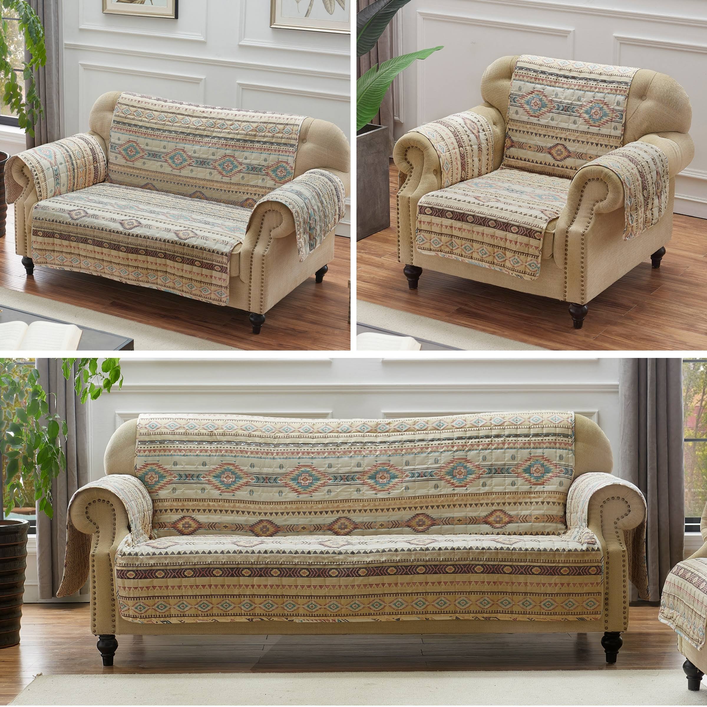 The Curated Nomad San Carlos Reversible Sofa/Couch Protector - Turquoise