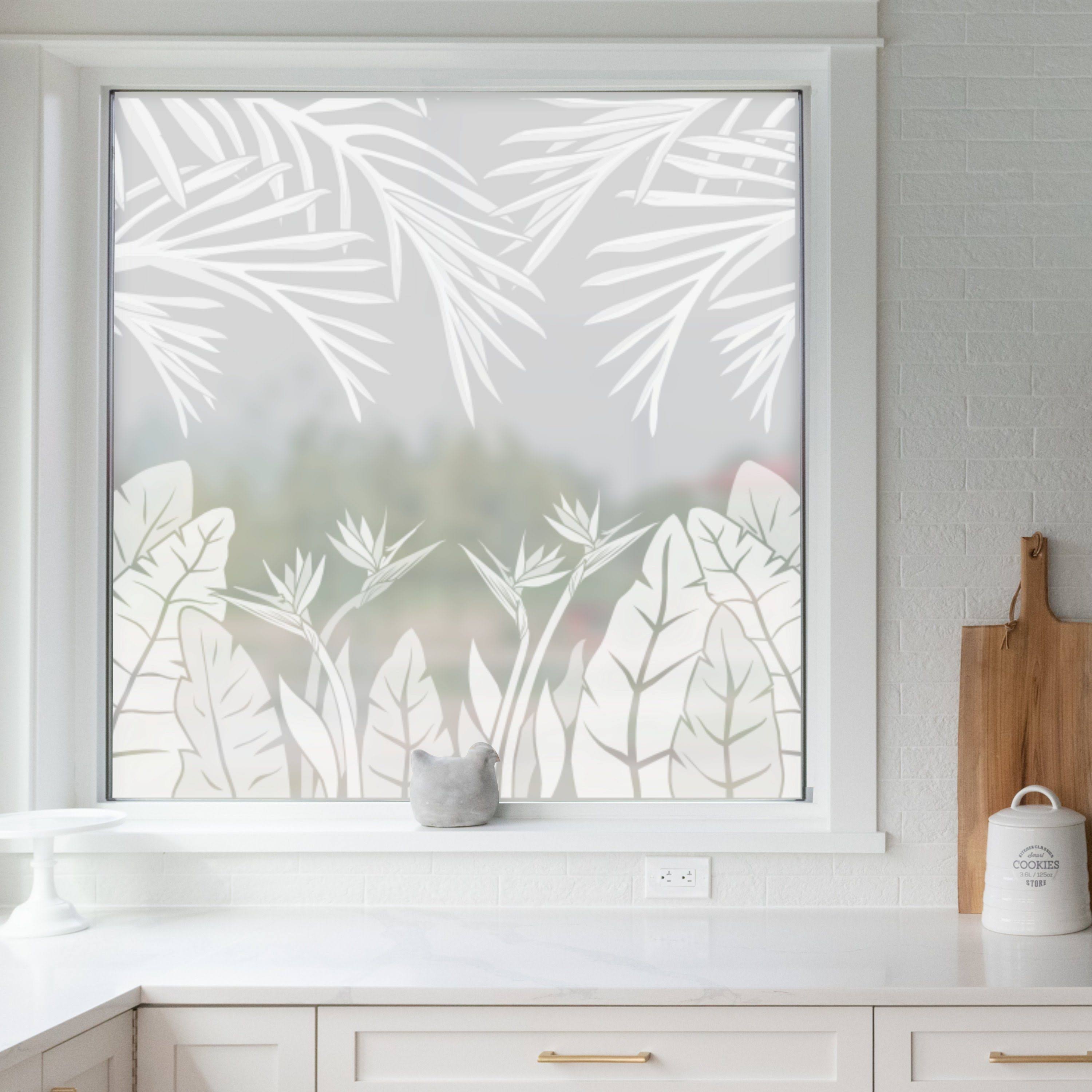 Tropical Window Film | Decorative Window Film | Etched Glass Window 46x22 x 48x22