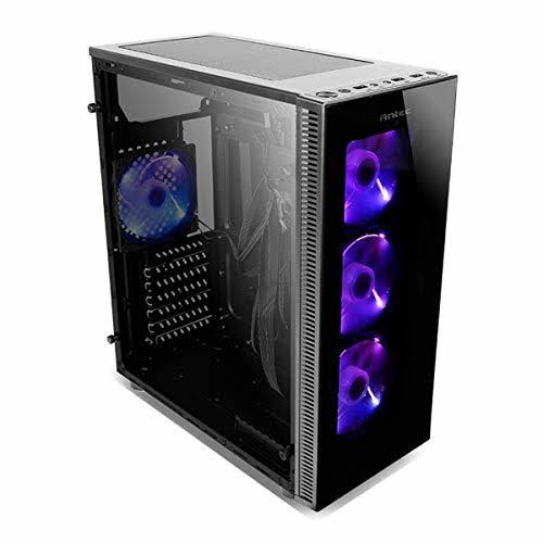 Antec NX Series NX210, Mid-Tower ATX Gaming Case, Tempered Glass Front u0026 Side Panels, 4 x 120 mm ARGB Fans Included