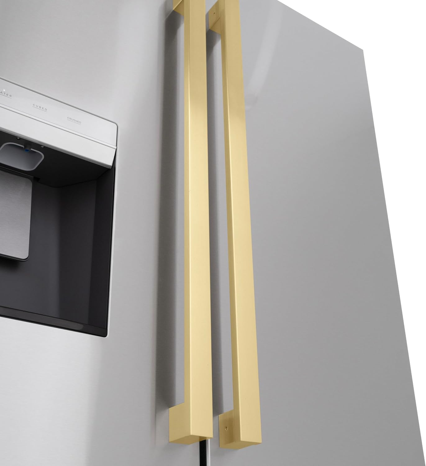 28.9 cu. ft. Standard-Depth French Door External Water Dispenser Refrigerator with Dual Ice Maker in Fingerprint Resistant Stainless Steel and Champagne Bronze Square Handles (RSMZ-W-36-FCB)